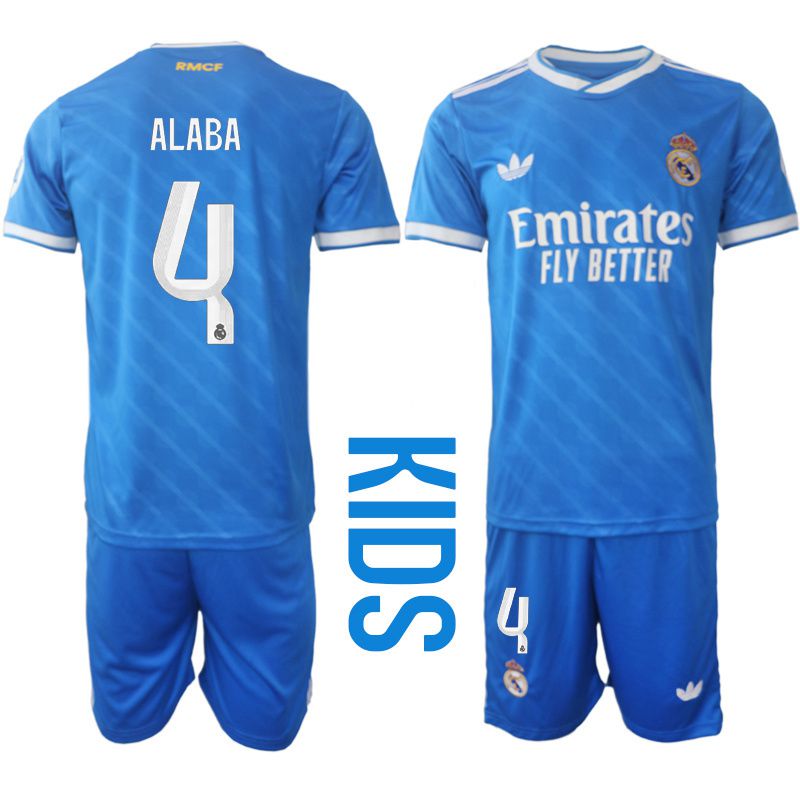 Youth 2025-2026 Club Real Madrid away blue #4 Soccer Jersey